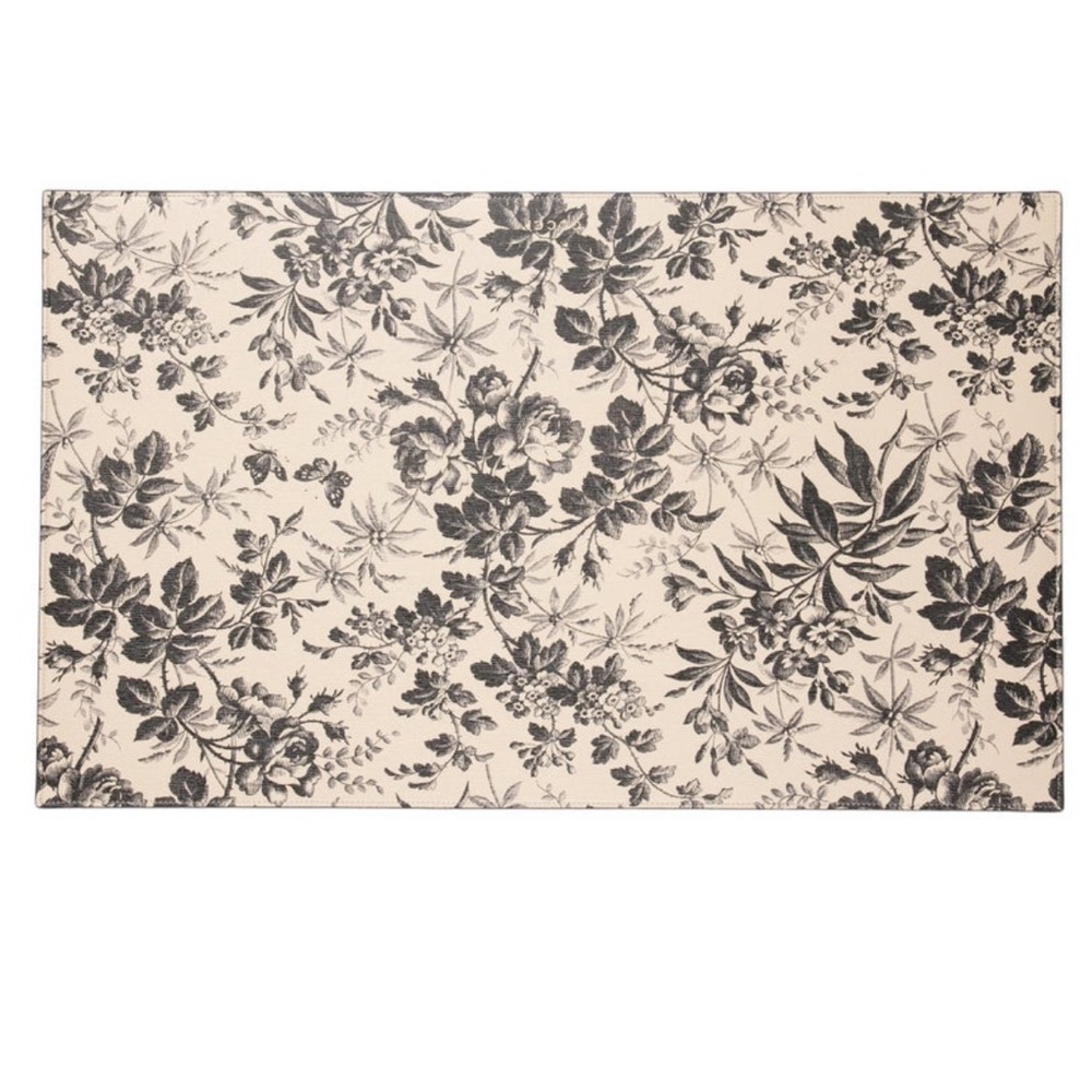GUCCI Herbarium Pet Feeding Mat Leather Black & Cream Designer NWB